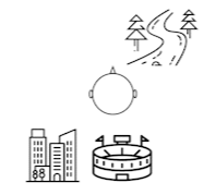 drawing of a road and building 