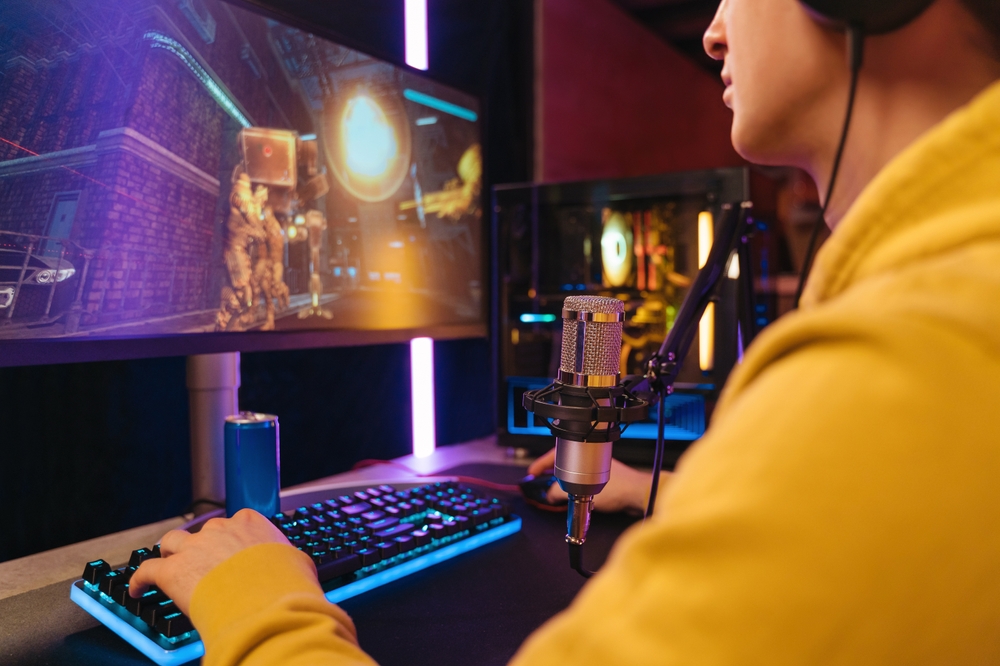 guy playing computer game