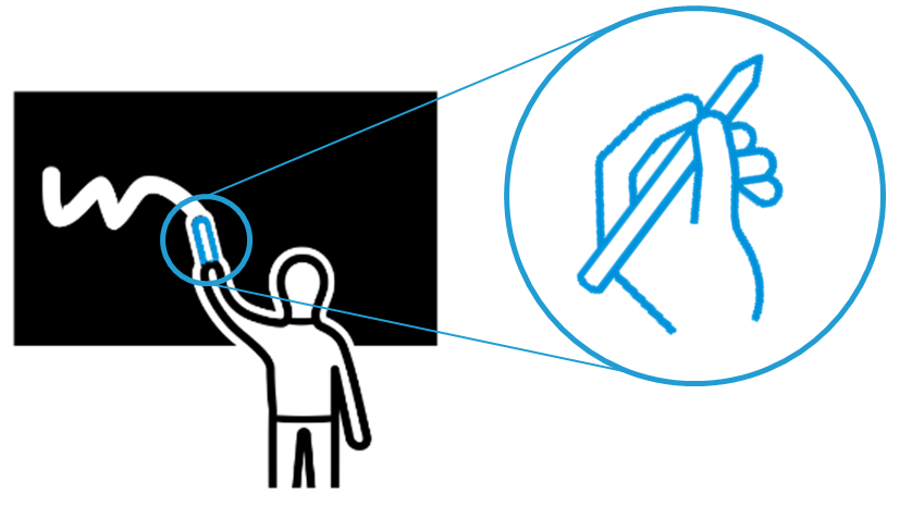 pointing at the screen at a distance 